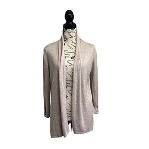 Joan Vass 100% Viscose Knit Open-Front Cardigan Long Sleeve Gray Women's Medium